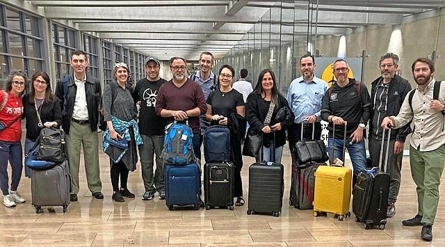 Some of the rabbinical, educational and other leaders from New York City arrive at Ben Gurion Airport in Israel last week. Among those who attended the UJA Federation of New York-sponsored trip were Hebrew Institute of Riverdale