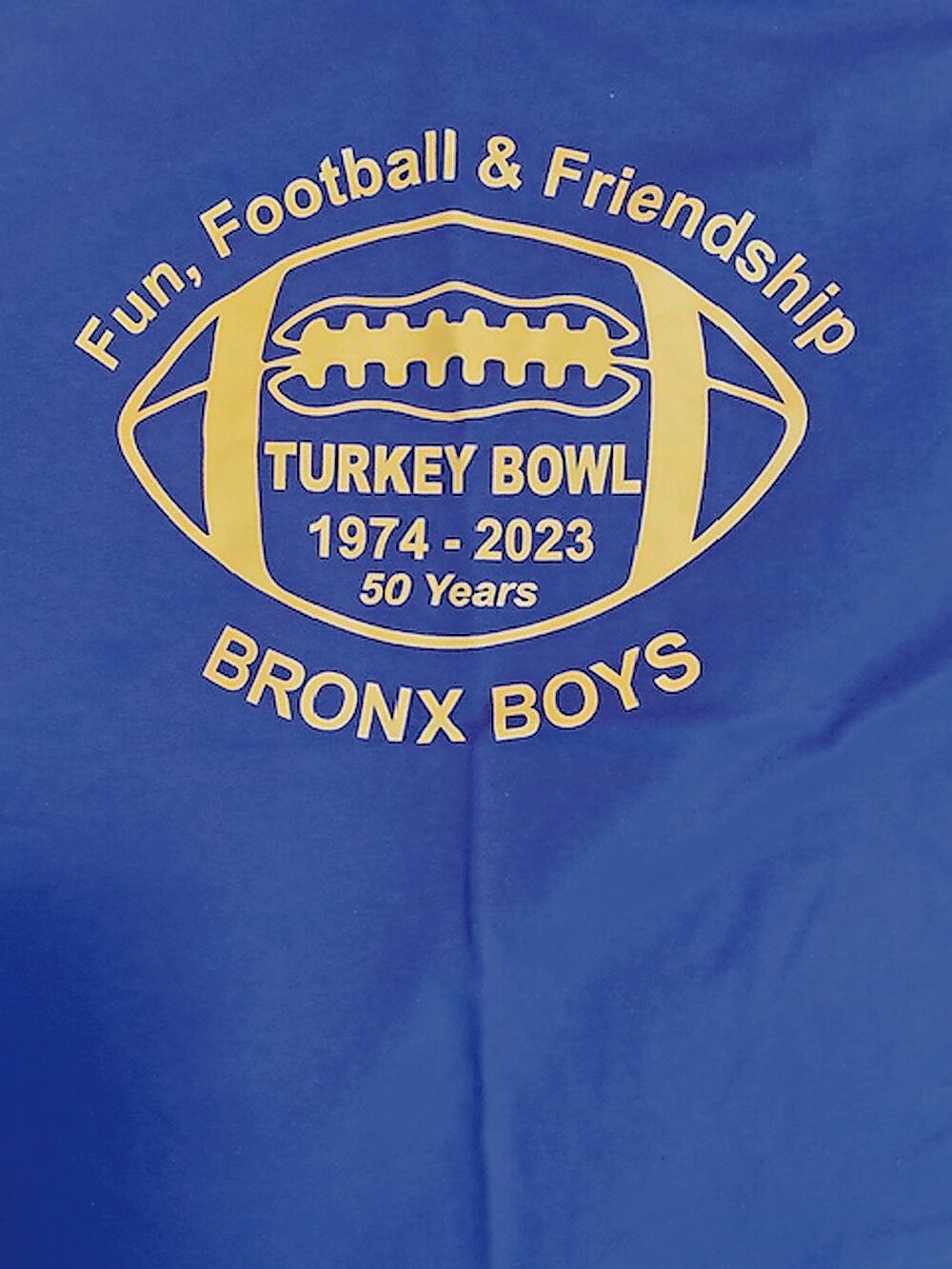 The logo of the 50th anniversary of the Turkey Bowl will adorn the T-shirts the players will wear this year at the Nov. 25 game at Harris Field.