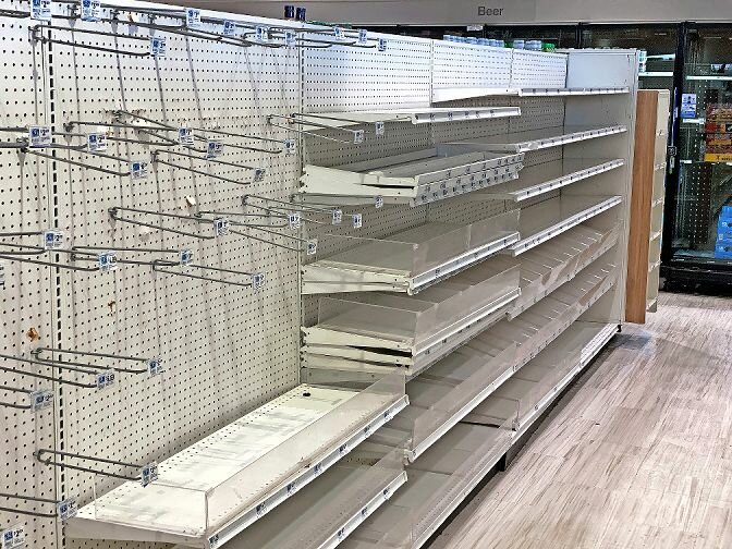 One of the many empty shelves and aisles at the Rite Aid at 5825 35 Broadway store in Kingsbridge. It is slated to close for good on Dec. 3, one of nearly 175 stores to close nationwide.