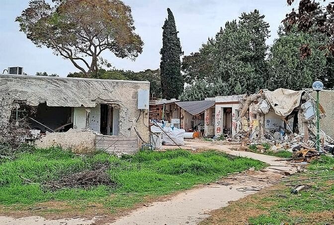 A home was destroyed in the Ades kibbutz following the Oct. 7 terrorist attack on Israel. Much of the destruction was due to the use RPGs and missiles. But terrorists on the ground wrought the most devastation by killing people and taking some hostage.