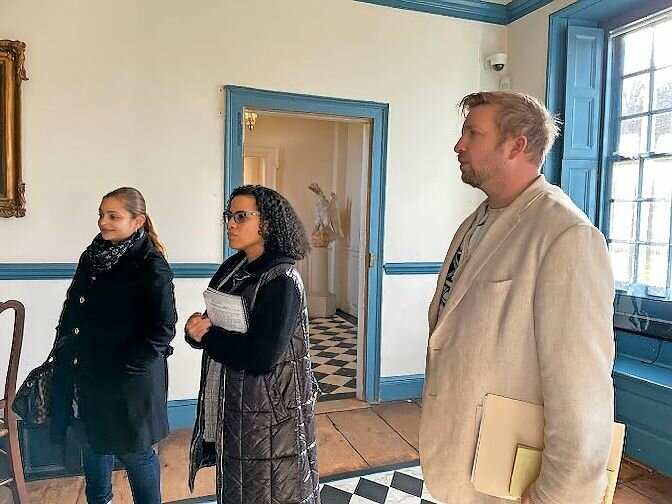 Clint Allen, properties manager of the National Society of Colonial Dames in the State of New York, joined Meredith Horsford, the director of the Historic House Trust; NYC Parks Bronx Borough Commissioner Jessenia Aponte; and CB8 members in a tour of the Van Cortlandt House Museum on Jan. 21.