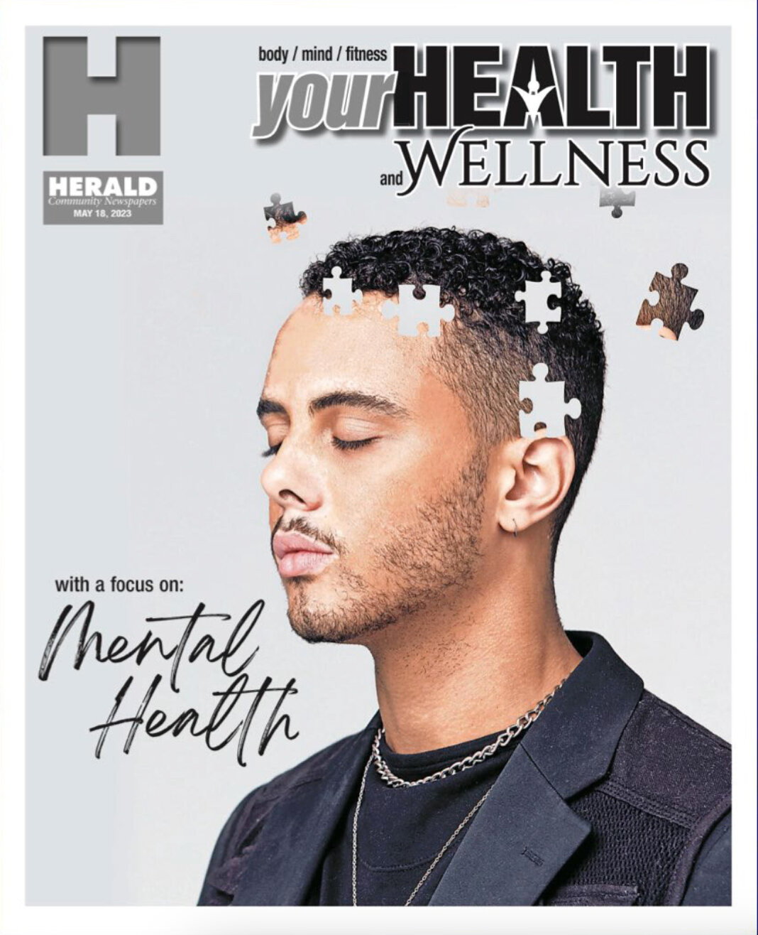 Herald Community Newspapers creative director Jeffrey Negrin won first place for best special section cover design for his cover last May focusing on mental health for a Your Health and Wellness special section.