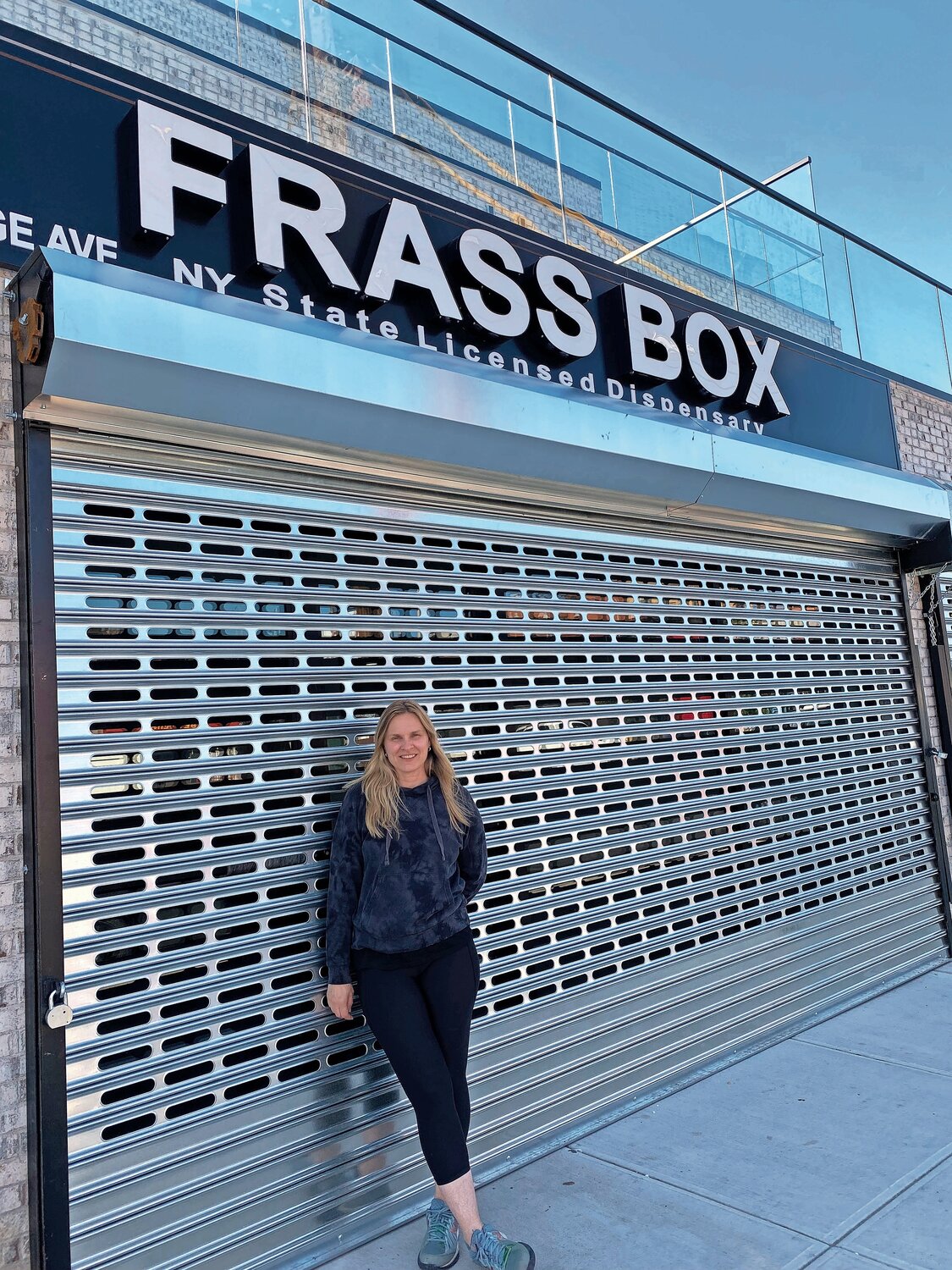 Frass Box owner Daphne Borowski stands in front of the soon-to-be-opened first state licensed cannabis dispensary in greater Riverdale. Borowski and business partner Rodge Archer plan on opening other sites. No site can be within 1,000 feet of another.