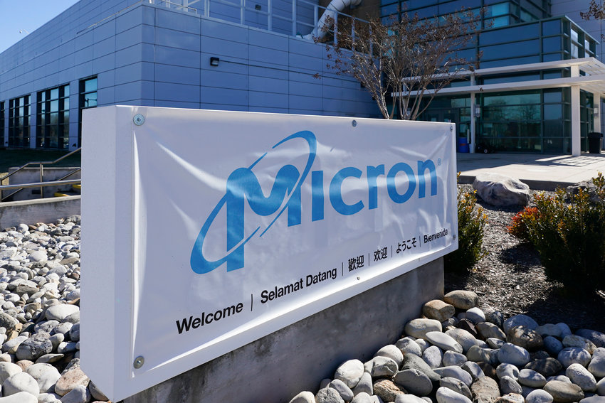 A sign marks the entrance of the Micron Technology automotive chip manufacturing plant on Feb. 11, 2022, in Manassas, Va. Micron, one of the world&rsquo;s largest microchip manufacturers, is expected to open a semiconductor plant in New York, promising a $100 billion investment and a plant that could bring 50,000 jobs to the state. Senate Majority Leader Charles Schumer confirmed the company's plan to The Associated Press after speaking to its leaders.