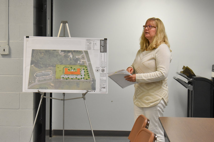 Two Plus Four Companies is proposing to develop a 51-unit senior apartment complex on Fairview Avenue in Oneida. Above, a site plan consultant presents to the Oneida Planning Commission/Zoning Board of Appeals earlier this month.