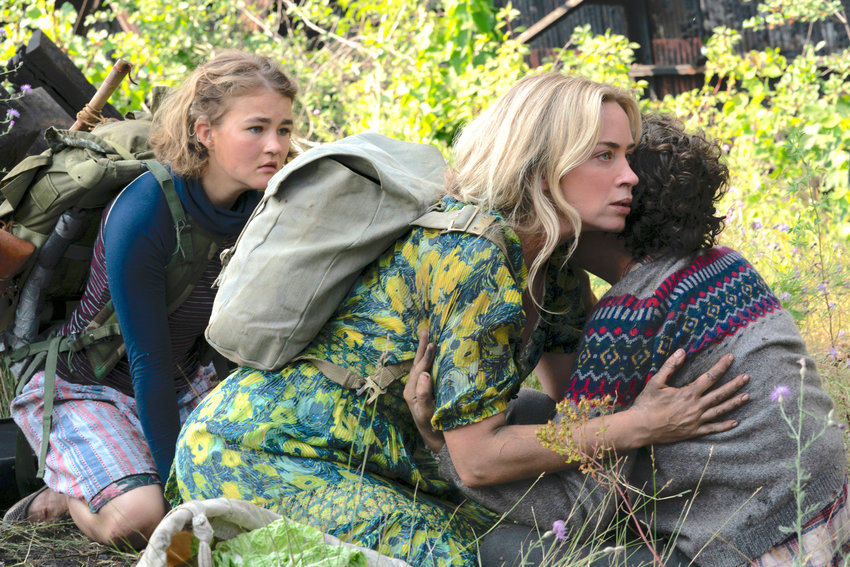 From left, Millicent Simmonds as Regan, Emily Blunt as Evelyn and Noah Jupe as Marcus in a scene from &quot;A Quiet Place Part II.&quot;