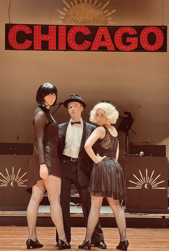 CHICAGO AT CAMDEN &mdash; Camden High School will present the musical &ldquo;Chicago Teen Edition&rdquo; at the high school Friday and Saturday, March 4 and 5.  Show times are 7 p.m. Friday, and 2 and 7:30 p.m. Saturday.  From left: Madison Bird as Velma Kelly, Cael Sullivan as Billy Flynn and Hannah Dole as Roxie Hart.