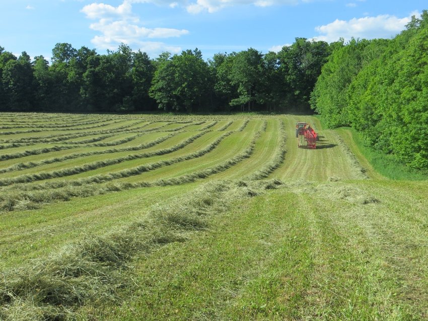 REVIEW &mdash; A farmer is shown cutting hay in a field in this file photo. The Oneida County Agricultural and Farmland Protection Board will be wrapping up its New York State Certified Agricultural District 5 required eight-year review. District 5 includes properties within the towns of Kirkland, New Hartford, Westmoreland and Whitestown. This is a voluntary program and applications should be sent before March 31 to Oneida County Planning Department, 321 Main St., Utica, NY 13501.