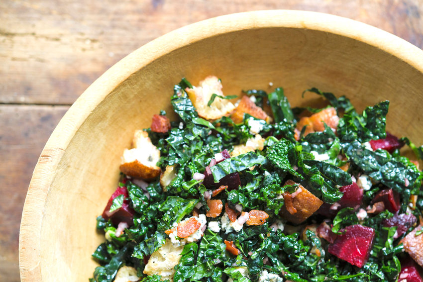 Tame tough kale &mdash; Bread Salad with kale, beets and blue cheese