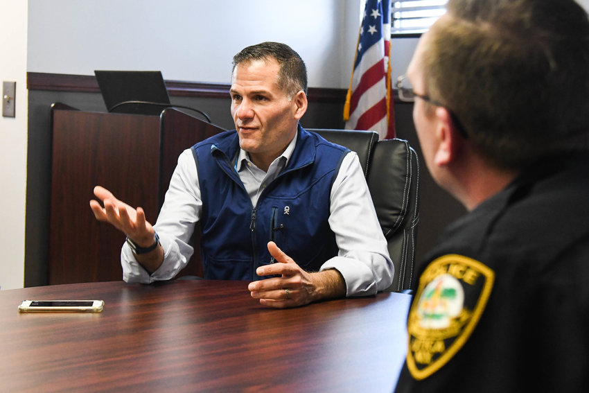 NOT SATISFIED WITH CHANGES &mdash;&nbsp;Marc Molinaro joined Utica police on Tuesday to discuss local issues in the community and the impact that cashless bail has had on the city of Utica. Molinaro said more needs to be done to protect communities and support law enforcement.