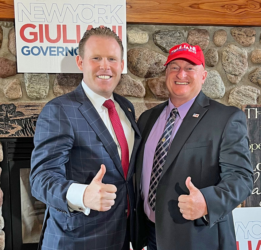RACE FOR GOVERNOR &mdash; Lewis County Sheriff Michael Carpinelli, right, has announced he is dropping out of the race for state governor to get behind gubernatorial candidate Andrew Giuliani.