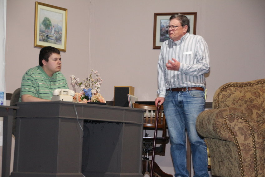 Joshua Thompson (Jack) and Mike Cosgrove (Neil) in a scene from &quot;Geezers.&quot;