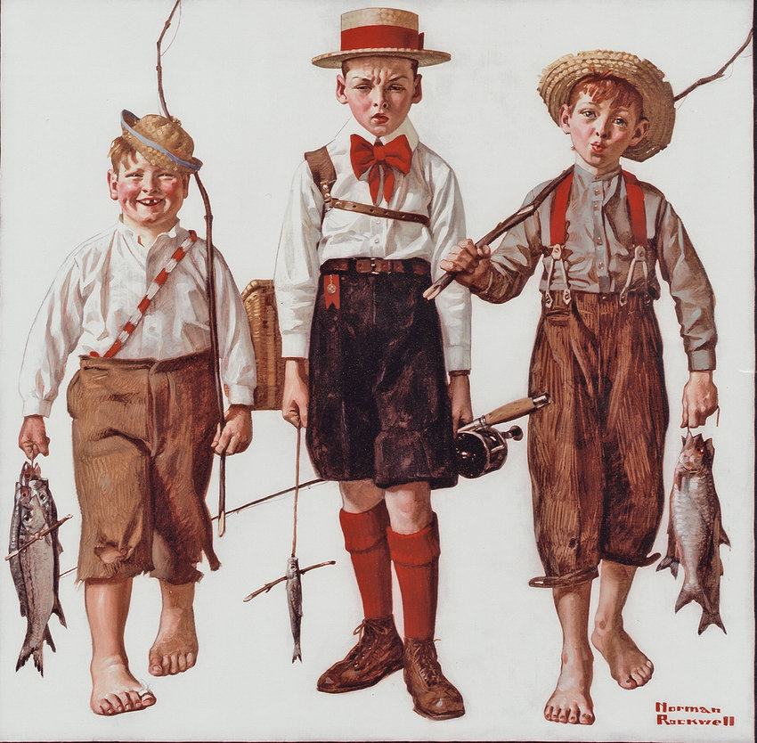 &quot;The Catch,&quot; 1919, Norman Rockwell, (American, 1894&ndash;1978), oil on canvas, 29 x 29 in., Norman Rockwell Museum Collection.