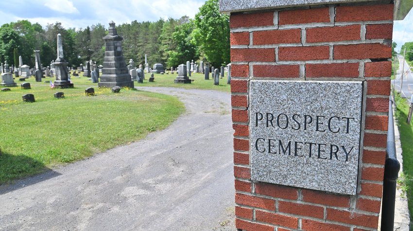 Prospect Cemetery entrance on the old side.