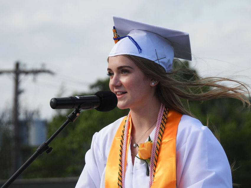 Class of 2022 President Lauren  Stephens speaks at Friday&rsquo;s  graduation ceremony.