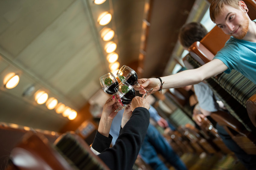 Passengers enjoying some drinks aboard the Beer and Wine Train.