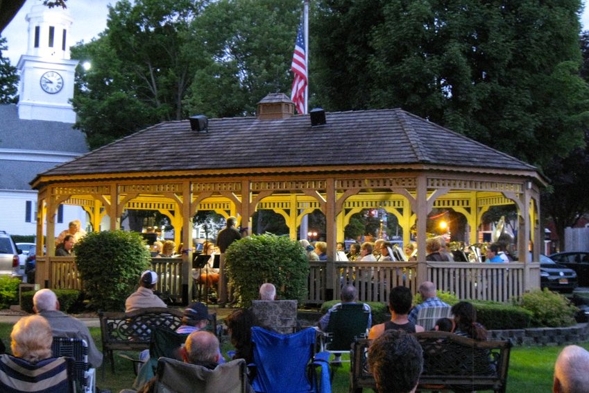 The New Hartford Citizens Band performing in the New Hartford gazebo.