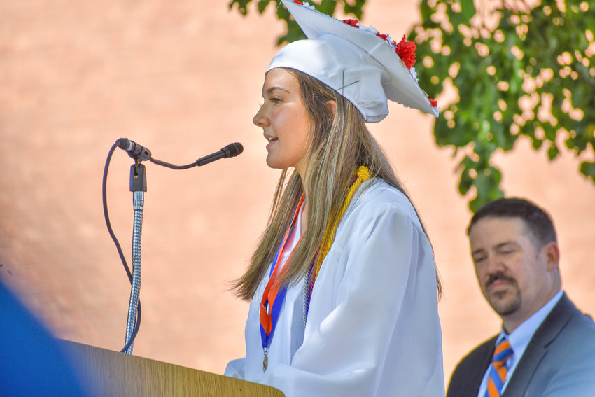 Oneida Class of 2022 Valedictorian Madeline Harris shares remarks during the commencement ceremony.