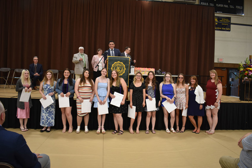 The Herkimer-Fulton-Hamilton-Otsego BOCES Child and Family Services Class of 2022 poses after students received their Career and Technical Education completion certificates during a ceremony on Tuesday, June 14, at Herkimer College.