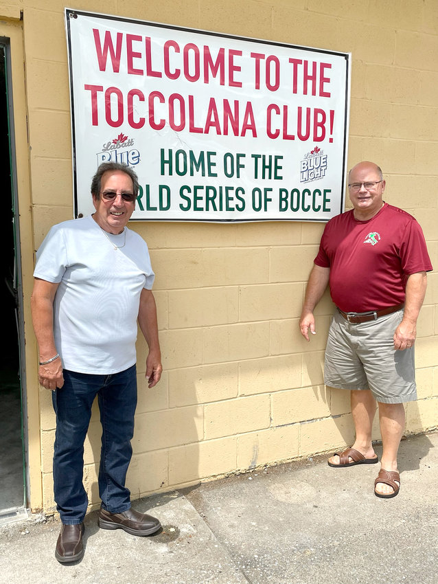 Michael Ferlo, left, and David Smith, co-organizers of the World Series of Bocce, are in the midst of preparing for the four-day event to be held July 14-17 after a two-year hiatus due to the COVID-19 pandemic. Between 2,000 and 3,000 people a day are expected to visit the Toccolana Club on East Dominick Street during the tournament.