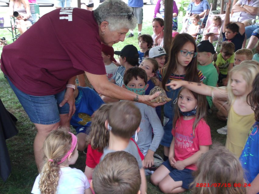 Youngsters enjoy the Utica Zoomobile&rsquo;s visit to the Old Forge Library in 2020.