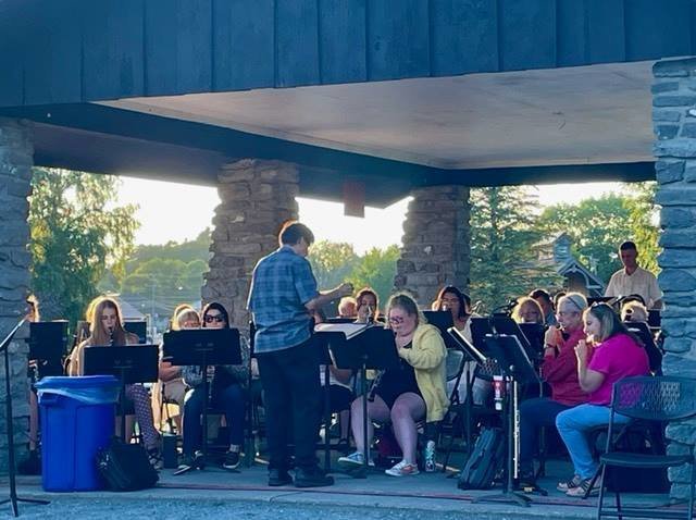Members of the Boonville Concert Band perform a free concert for the community in this file photo. The bank has scheduled a series of performances on select Friday nights in July and August at Erwin Park.