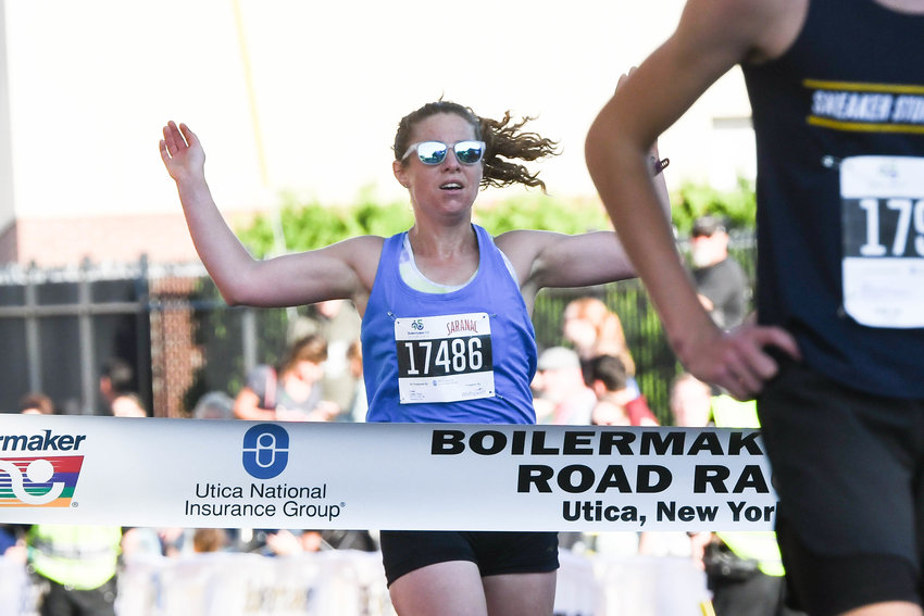 Tricia Longo had the fastest time among women in the Boilermaker 5K Road Race on Sunday in Utica. Longo, from Waterford, NY, usually runs the 15K but dropped down because of the recent heat. She said she plans to be back in the 15K next summer.