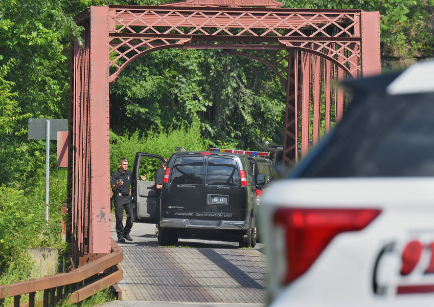 An Oneida County Sheriff's department Forensic identification unit is parked on the west side of the the bridge over the Mohawk River &mdash; on Golf Course Road in Rome's outside district &mdash;  as an investigation is conducted on July 21, 2022.