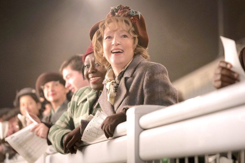 Ellen Thomas, center left, and Lesley Manville in a scene from &quot;Mrs. Harris Goes to Paris.&quot;