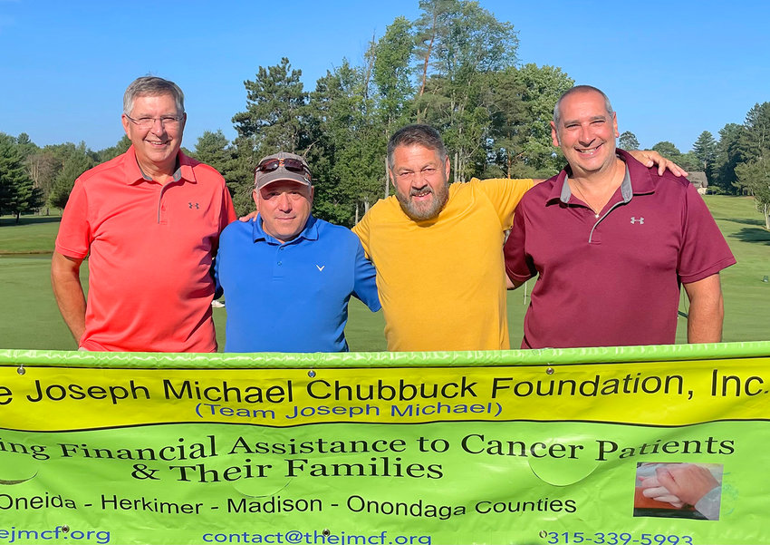 Three-time winners of the Joseph Michael Chubbuck Foundation, Inc. annual golf tournament held at Rome Country Club on Aug. 6 were the Bushwhackers &mdash; Dave Olney, Steve Fogelman, Bill Daskiewich and Aaron Bouton. (Photo submitted)