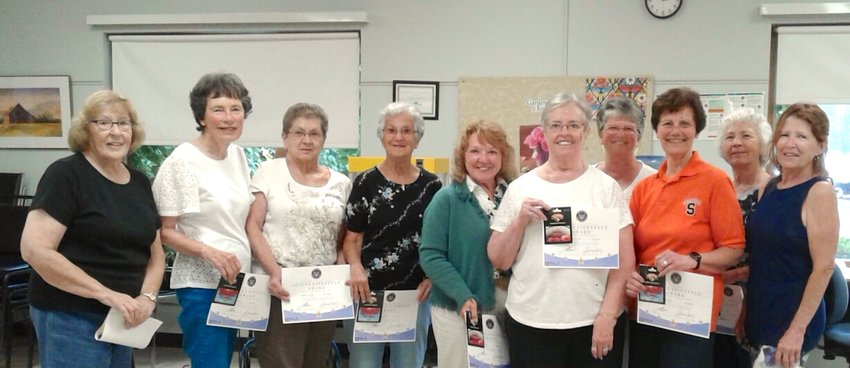Patricia Wyman, Phyllis Didio, Rosemary Stickles, Catherine Paige, Susan Streeter, Executive Director of CCCC, Elizabeth Pettinelli, Darlene Hertel, Ruth Weltz, Barbara Hill, Mary McNeil, were each presented with a president&rsquo;s Active Lifestyle Award certificate and a Hannaford gift card.
