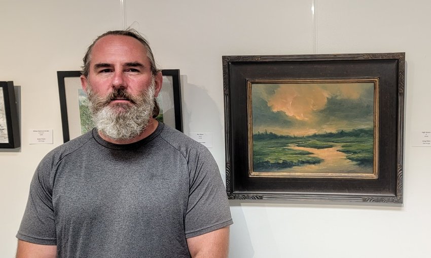 Greg Klein has been painting evenings throughout the summer to create the oil paintings that will be on display at the Old Forge Library.