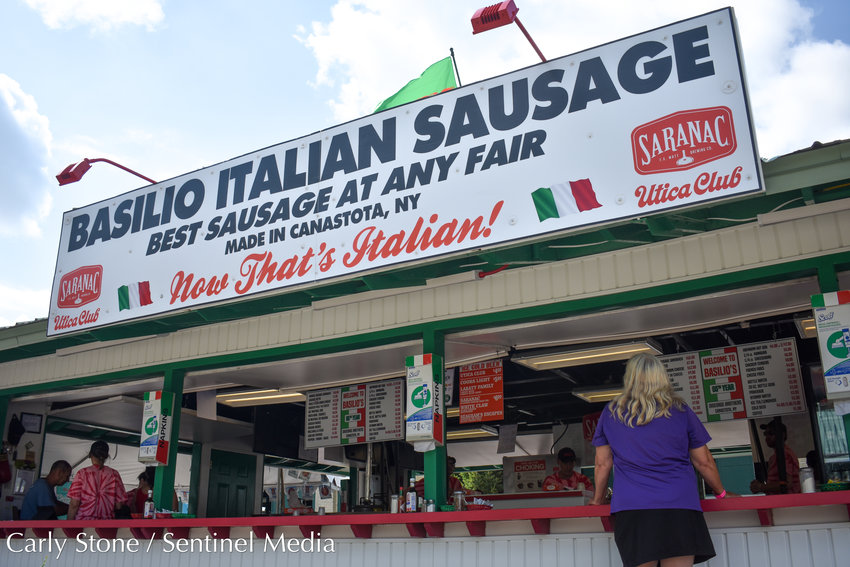 Basilio Italian Sausage, made in Canastota, has a prominent booth at the 2022 New York State Fair. Photo taken on Thursday, Aug. 25, 2022.