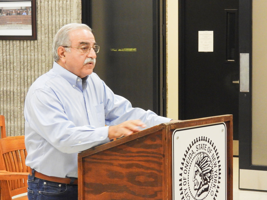 Former Councilor Brahim Zogby speaks at the Oneida Common Council meeting on Tuesday, Sept. 21