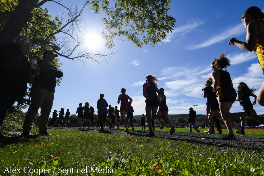 Runners make their way along the course during the 79th EJ Herrmann XC Invitational on Saturday, Sept. 24 at Proctor Park in Utica.