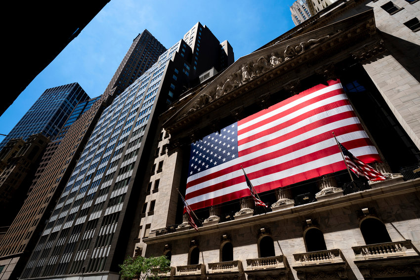 The New York Stock Exchange is shown in this June 2022 file photo from New York City. Stocks were lower in trading on Wall Street on Monday, as investors brace for a possible recession.