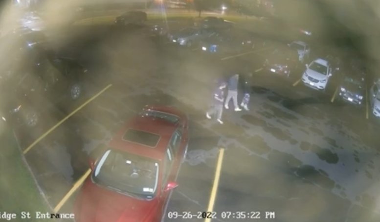 Several larceny suspects were captured on a rainy security camera shortly before stealing a woman's purse outside Transfiguration Church in Rome Monday evening, according to Rome police. Anyone with information on the teens is asked to call the Rome Police at 315-339-7744.