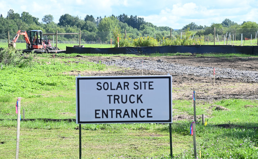 Site work, including clearing and leveling work, is performed at a solar panel field site off Route 233 in Stanwix Heights across from 6735 Route 233 earlier this month. The project had been approved before the city&rsquo;s Common Council enacted a moratorium on solar array projects. Legislation to amend the city&rsquo;s Code of Ordinances regarding solar arrays has been sent from the council to the city Planning Board for review.