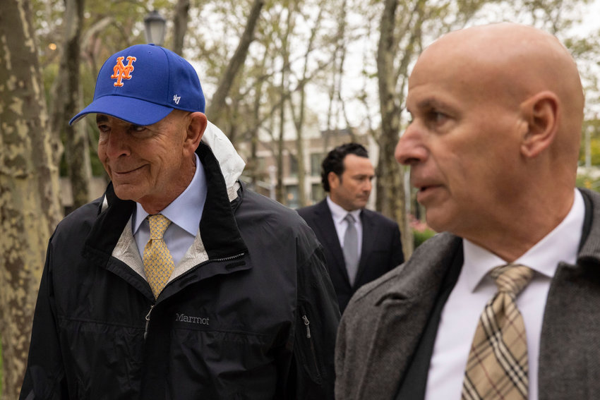 Tom Barrack, left, arrives at Brooklyn Federal Court on Monday, Oct. 3, 2022, in New York.