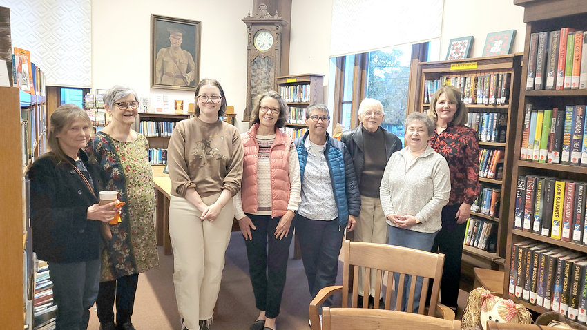 Artists from Mary P. Murphy&rsquo;s Rural Sketching class gather for a photo at the opening reception. From left: Wendy Kessler, Sheila Harris, Riley Stevens, Janet Enders, Anne Reilly, Bonnie Sanderson, Dianne Venable and Mary P. Murphy.