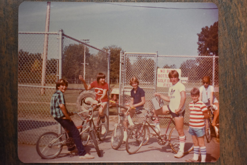 Some young bikers pose for a photo to go in the Oneida Recreation Department Scrapbook. Circa sometime 1970s-80s.