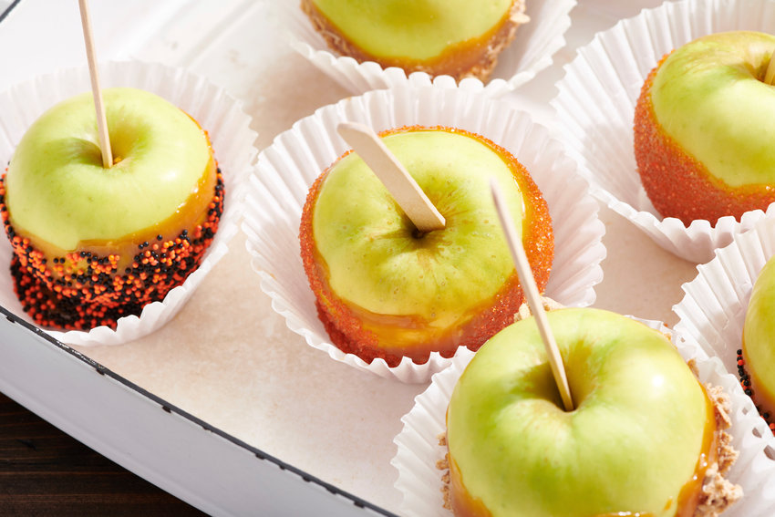 Homemade caramel apples are surprisingly easy to make. You can use whatever apples you like, as long as they are firm and crisp.
