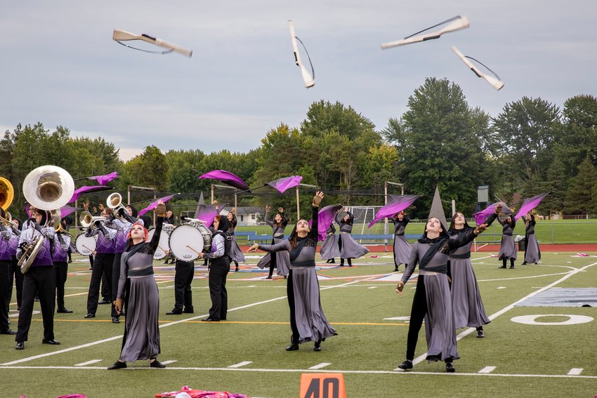 With rifles twirling and instruments blazing, the New Hartford Marching Spartans are set to compete Sunday in the 2022 New York State Field Band Championships.