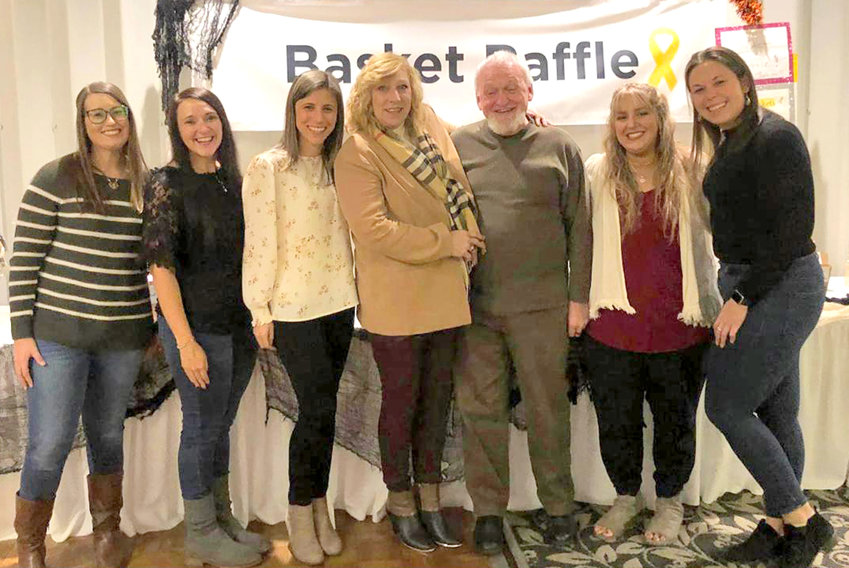 An Oct. 28 mystery theater event at Hart&rsquo;s Hill Inn in Whitesboro raised $8,000 for the Joseph Michael Chubbuck Foundation, which supports local cancer patients in financial need. From left: Kathleen Shoen, Barb Mellor, Brianne Kubik, Eileene and Charles Dillman, Meagan DiSalvo, and Ashley Engle &mdash; all but the Dillmans attended Rome Catholic Schools with Joseph Chubbuck. Not pictured is Andrew Dillman (the Dillmans&rsquo; son who passed away saving a drowning victim in Florida in 2017), who also attended RCS with Chubbuck, was previously a JMCF volunteer.