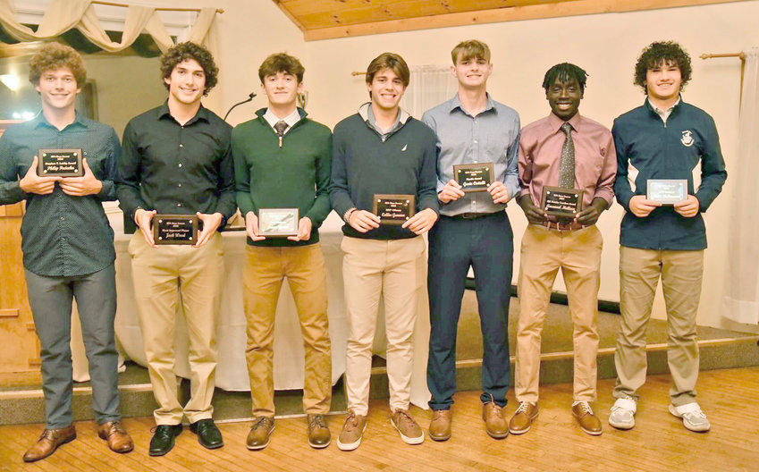 BOYS SOCCER AWARDS &mdash;&nbsp;The Rome Free Academy boys soccer team gave out awards for the season. From left: Philip Pociecha, Coach Leidig Award; Jack Wood, most improved; Lucas Yanik, MVP Midfield;  Collin Gannon, Copper City United Soccer Club Joe Dundon Scholarship and MVP Offense; Gavin Civitelli, hustle award; Amanuel Mellace, Coach Bill Award; Matt McCormick, MVP Defense. The Black Knights ended the season with a 11-6-1 overall record and an 8-3 record in the Tri-Valley League.