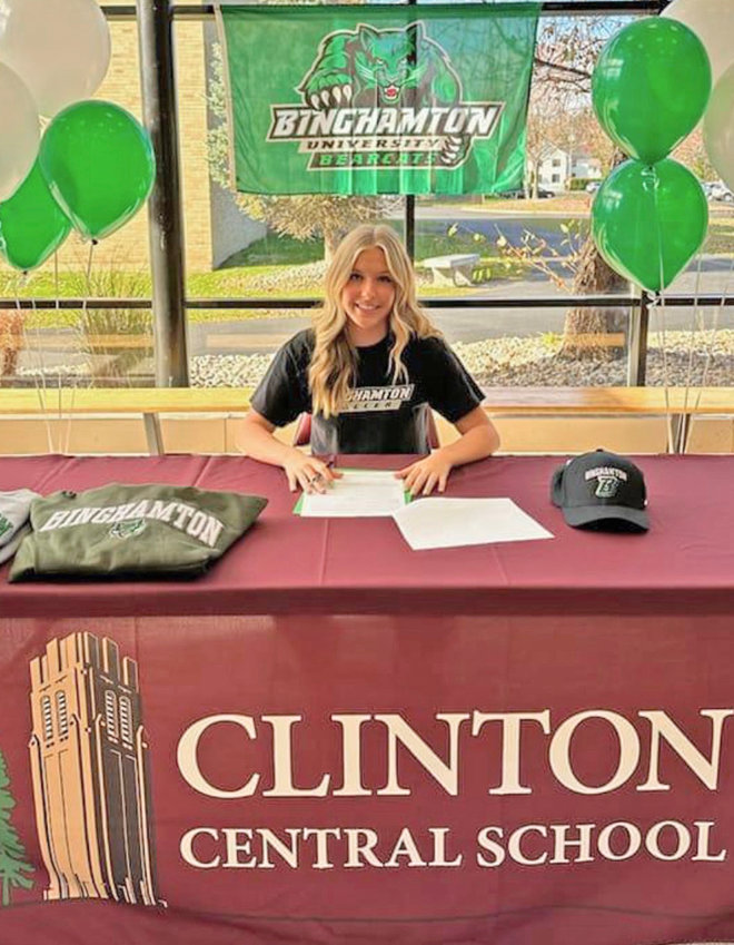LUKE TO PLAY AT BINGHAMTON &mdash;&nbsp;Clinton senior Paige Luke has signed a National Letter of Intent to play Division I soccer at Binghamton&nbsp;University. Luke led the Warriors with 14 goals this season and also added seven assists. In four years of varsity soccer for Clinton, she totaled 33 goals and 21 assists. She was a Section III Class B all-star, first team all-league in the Center State Conference and was the team&rsquo;s offensive MVP.