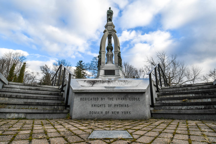 The Rathbone Monument located at New Forest Cemetery in Utica. The cemetery hosted an open house event on Saturday, Nov. 19 inviting guests to check out the grounds, meet and greet new board members, enjoy food and participate in a scavenger hunt.