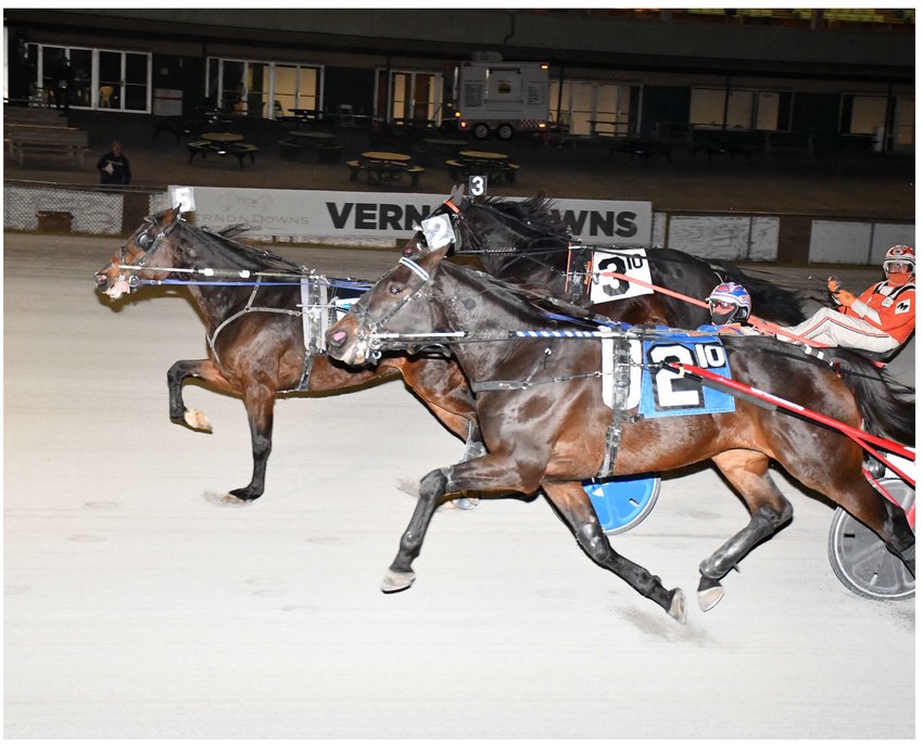 Makadushin N Cheez and driver Leon Bailey won the $8,700 featured trot on the last day of racing at Vernon Downs Saturday. The win, in a lifetime best of 1:55.2, was the horse's 11th win of 2022 and 18th career victory.