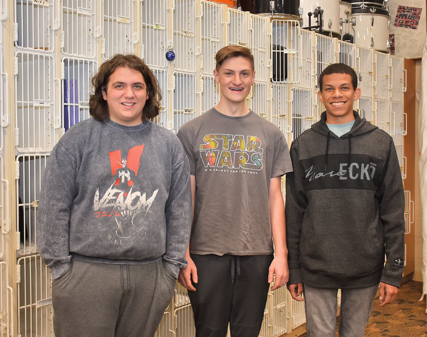 Rome Free Academy students, from left, Jacob Cosentino, Dakota Morrison and Gregory &lsquo;Alex&rsquo; Brown were recently selected to perform in the 2022 Conference All-State Performing Ensembles in Rochester.