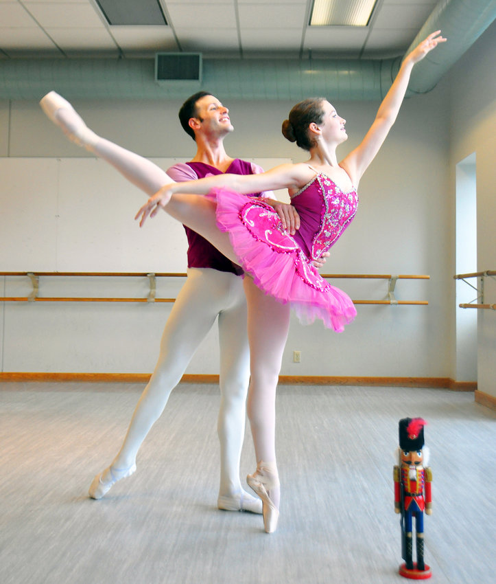 Shane Ohmer, left, and Elisabeth Hedeen perform as the Sugar Plum Fairy and her Cavalier in the Utica Dance production of &lsquo;The Nutcracker&rsquo; Dec. 9-11 at Mohawk Valley Community College in Utica.